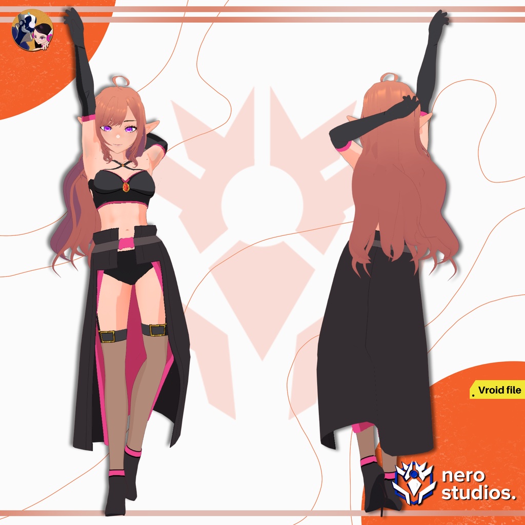 ELF SEXY DRESS ANIME CELL SHADED STYLE CEREMONIAL STRAPS BRA COAT GLOVES SOCKS HEELS TEXTURE FULL OUTFIT SET PRESET (VROID FILE) / 3DCG エルフ セクシー ドレス ファンタジー ストラップ コート 手袋 タイツ ハイヒール