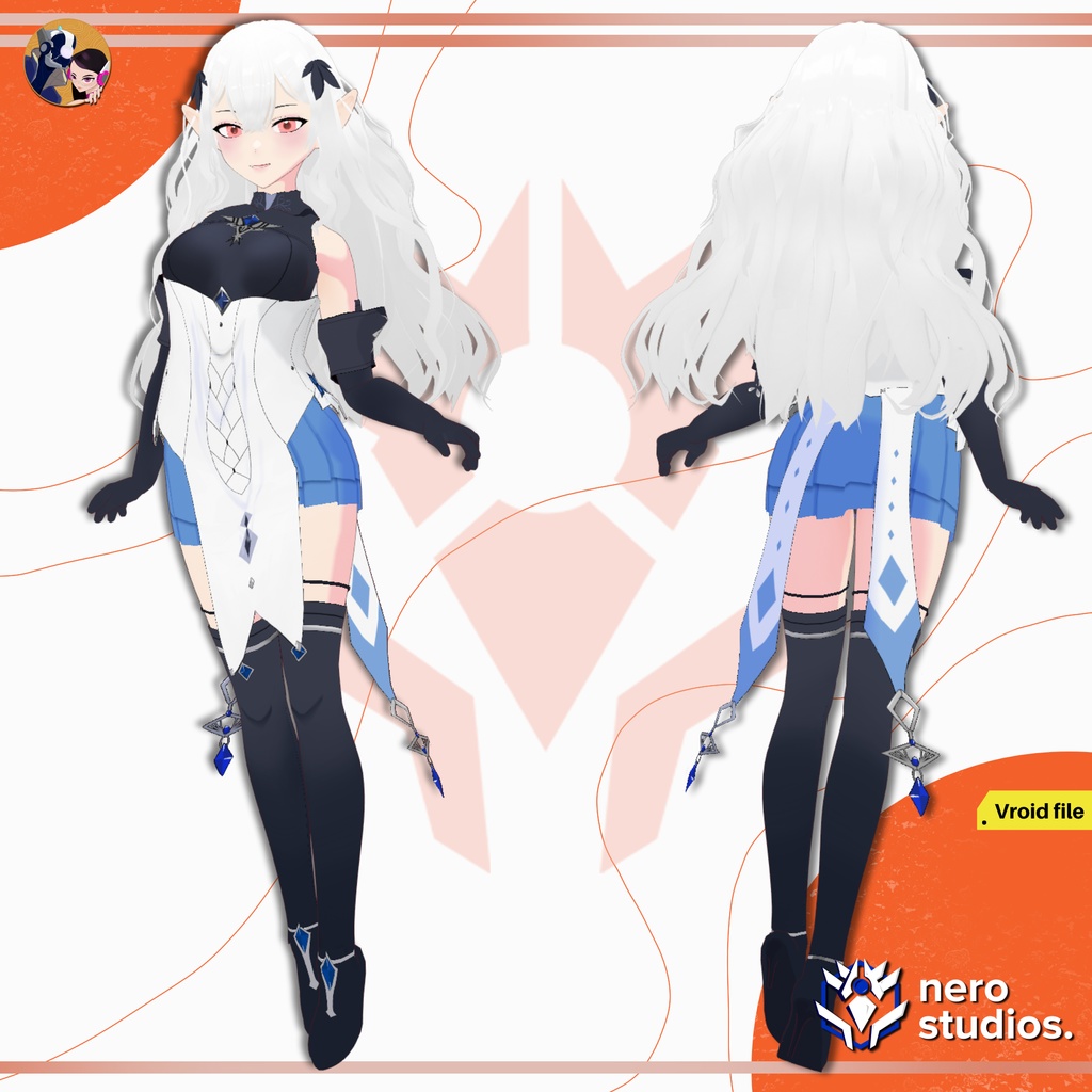 ELF ELEGANT FANTASY FANCY DRESS FULL OUTFIT SET PRESET HAIR VROID CUTE AND SEXY COAT GLOVES SOCKS HEELS (VROID FILE) / エルフ エレガント ファンタジー ドレス ストッキング 手袋 かわいい セクシー 3Dモデル