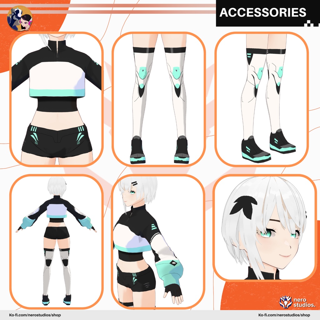 TECH SPORTSWEAR SCIFI OUTFIT CELL SHADED COSTUME SEXY BODYSUIT SPORT GIRL FUTURISTIC CUTE GIRL CYBERPUNK NEO FASHION (VROID FILES) / スポーツウェア SF 服装 セクシー ボディスーツ スポーツ 女の子 未来的な サイバーパンク