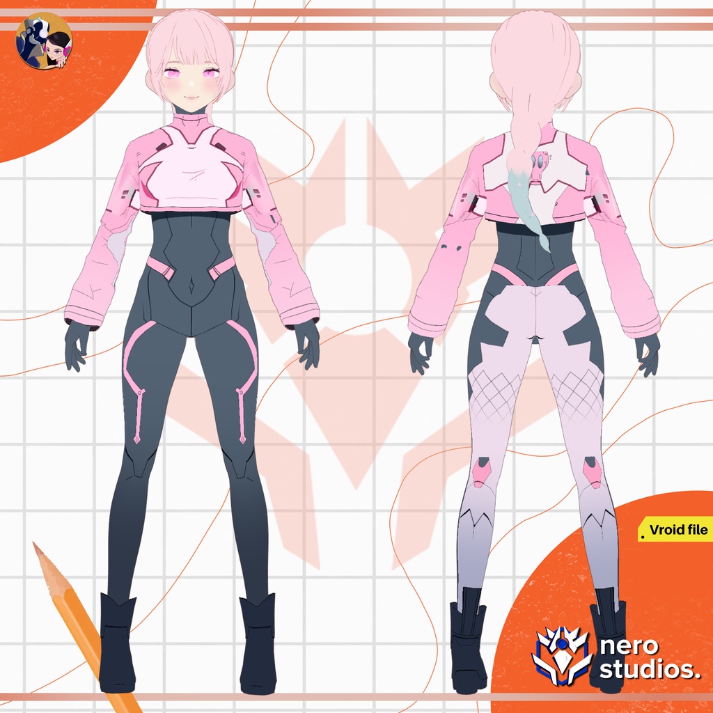 TECH SPORTSWEAR SCIFI OUTFIT CELL SHADED COSTUME SEXY BODYSUIT SPORT GIRL FUTURISTIC CUTE GIRL CYBERPUNK NEO FASHION (VROID FILES) / スポーツウェア SF 服装 セクシー ボディスーツ スポーツ 女の子 未来的な サイバーパンク