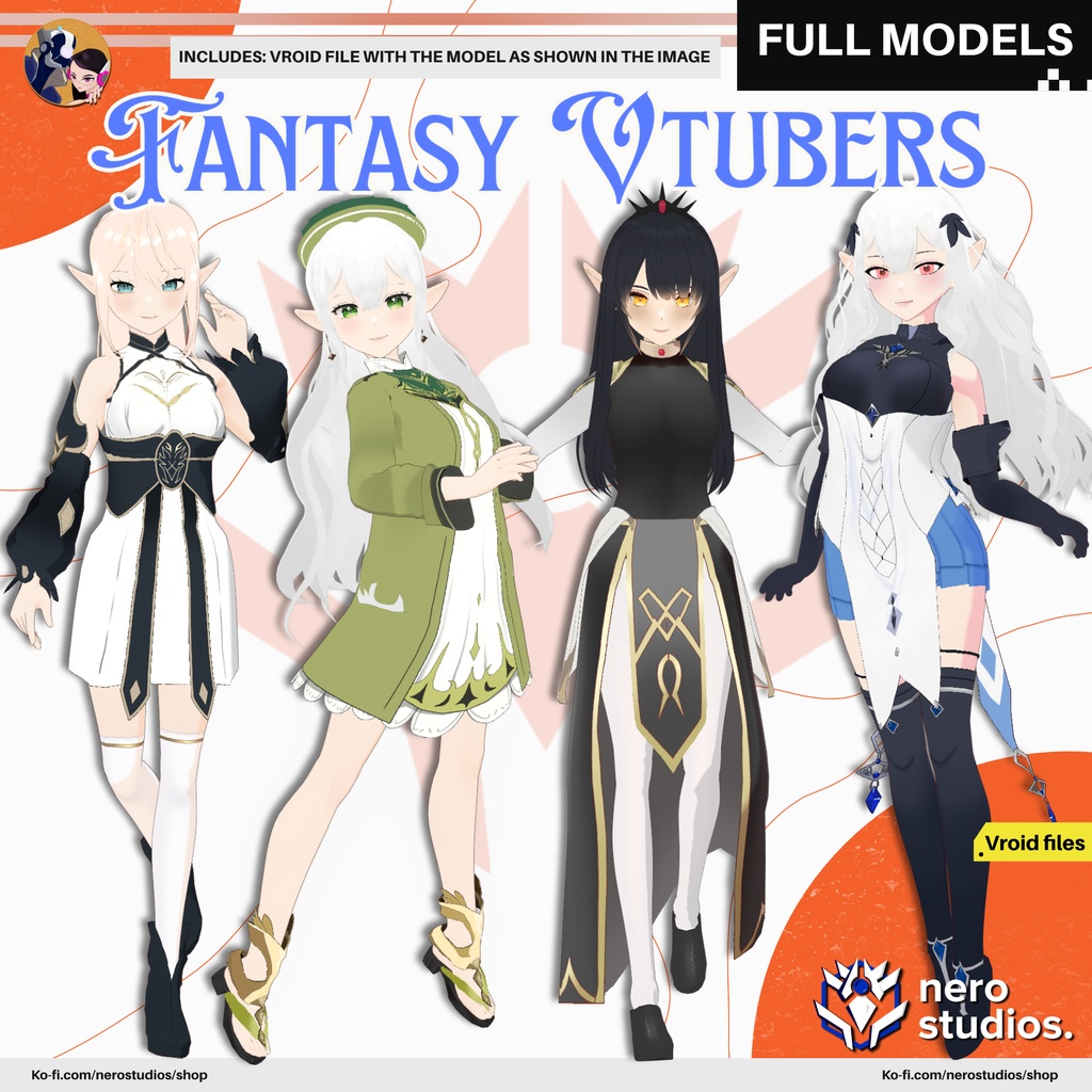 FANTASY ELF ELEGANT SCIFI DRESS FULL OUTFIT SET ELVES VAMPIRES CUTE SEXY ANIME STYLE HAIR PRESET COAT GLOVES SOCKS HEELS (VROID FILES) / エルフ エレガント ファンタジー ドレス ストッキング 手袋 かわいい セクシー 3Dモデル