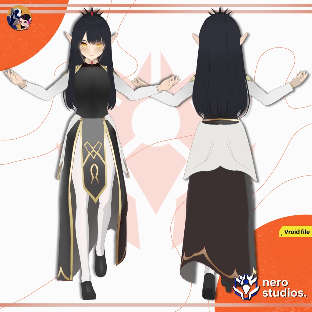 FANTASY ELF ELEGANT SCIFI DRESS FULL OUTFIT SET ELVES VAMPIRES CUTE SEXY ANIME STYLE HAIR PRESET COAT GLOVES SOCKS HEELS (VROID FILES) / エルフ エレガント ファンタジー ドレス ストッキング 手袋 かわいい セクシー 3Dモデル