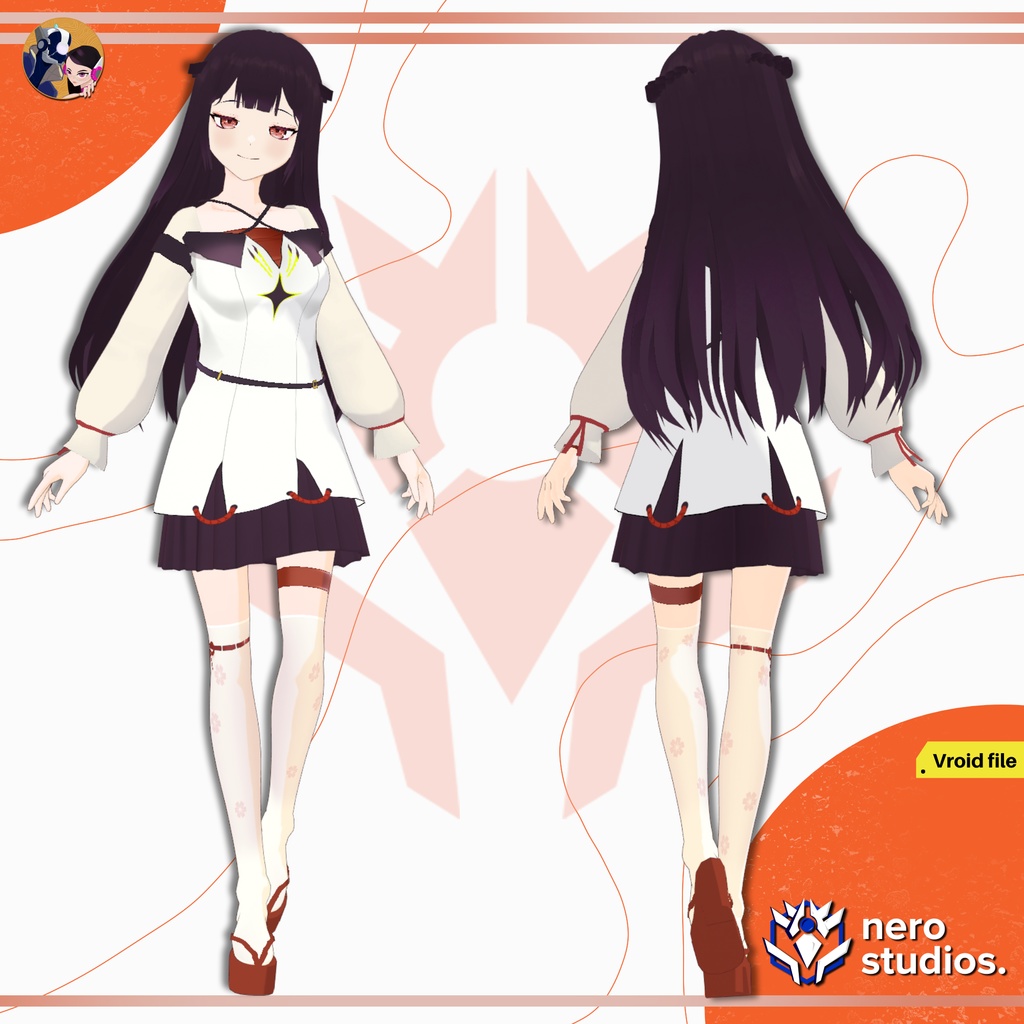 ASIAN MAGICAL CUTE AND SEXY DRESS GIRL OUTFIT ASIAN ORIENTAL ANIME STYLE CEL SHADED HAIRSTYLE PRESET (VROID FILE) / 和風 かわいい ドレス 魔法の 女の子 和服 オリエンタル 3DCG