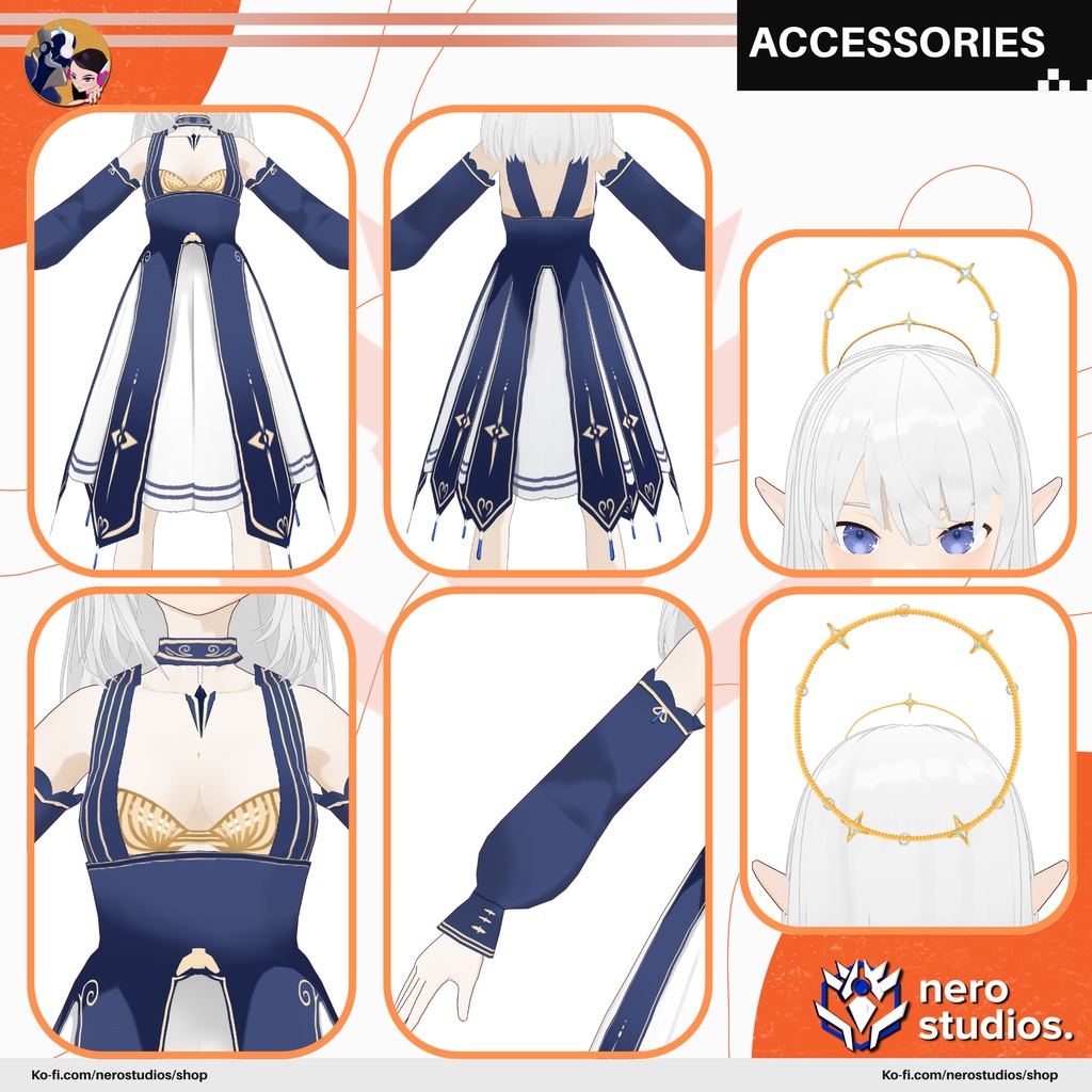 ROYAL DRESS ELEGANT FANCY ELF MAGICAL OUTFIT FANTASY SET VROID TEXTURE PRESET (VROID FILE) /  ロイヤル エレガント ドレス かわいい エルフ 魔法のような ファンタジー 女の子