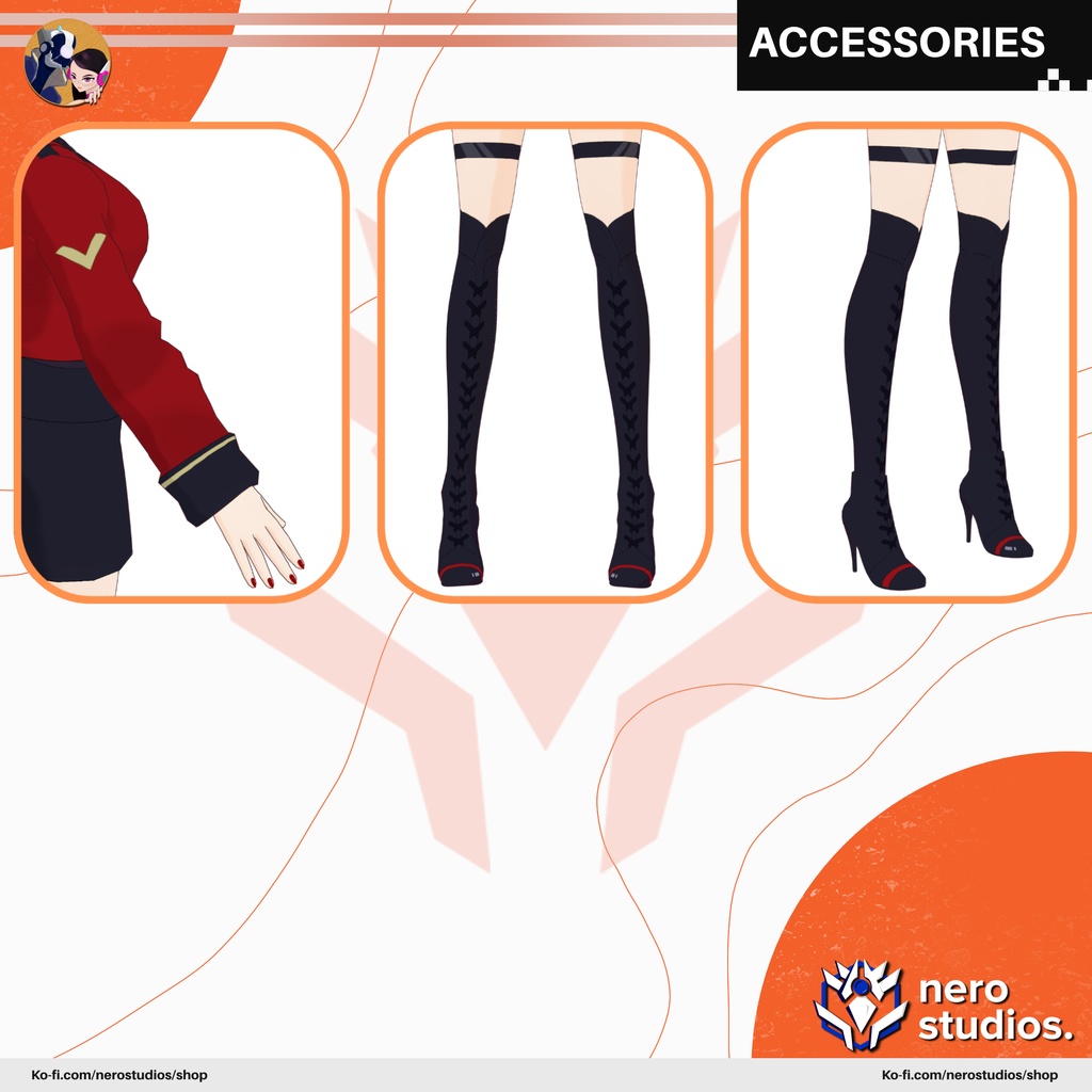 VAMPIRE ELEGANT UNIFORM CUTE SEXY GIRL SHORT LONG BOOTS DARK GOTH STYLE PRESET FULL SET HAIRSTYLE (VROID FILE) / ヴァンパイア エルフ 女の子 エレガント 制服 ファンタジー パンツ ブーツ ゴシック