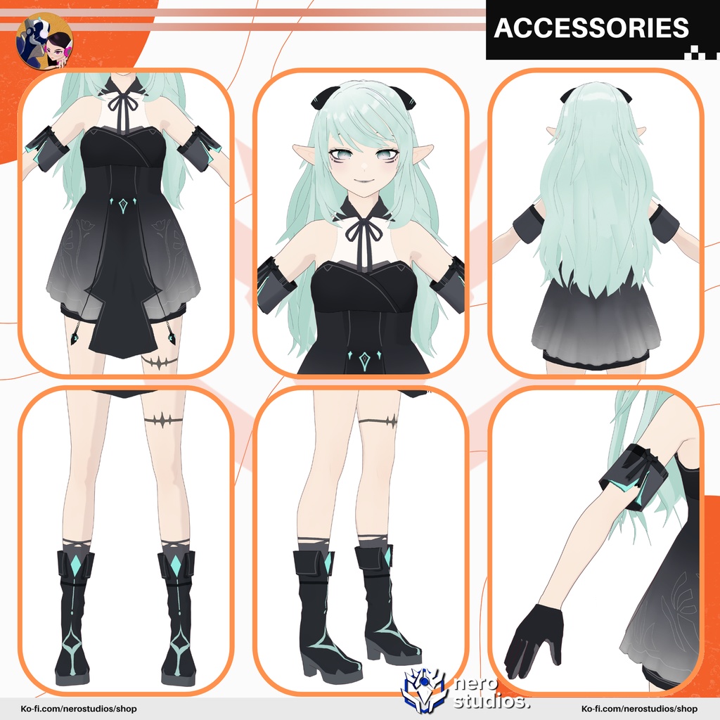 DRESS CUTE FANTASY ELF NIGHT DRESS UNIFORM RPG STYLE SEXY FAIRY GIRL FULL OUTFIT SET AND HAIRSTYLE (VROID FILE) / ロイヤル エレガント ドレス かわいい エルフ 魔法のような ファンタジー 女の子