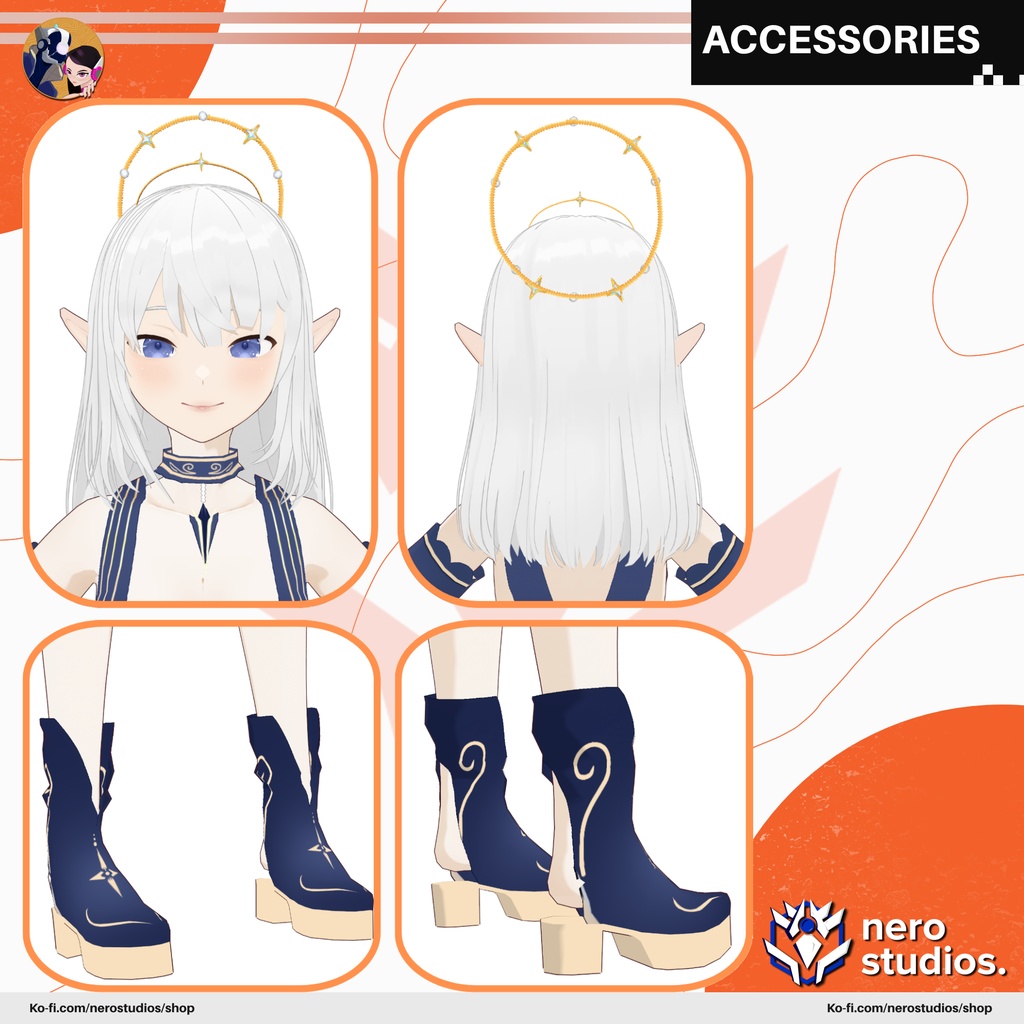 ENCHANTED ELF VROID SET ELEGANT FANTASY SCIFI DRESS ELVES CUTE SEXY ANIME STYLE HAIR PRESET MEDIEVAL DREAMY FULL OUTFIT (VROID FILES) / エルフ エレガント ファンタジー ドレス ストッキング 手袋 かわいい セクシー 3Dモデル 魔法使い