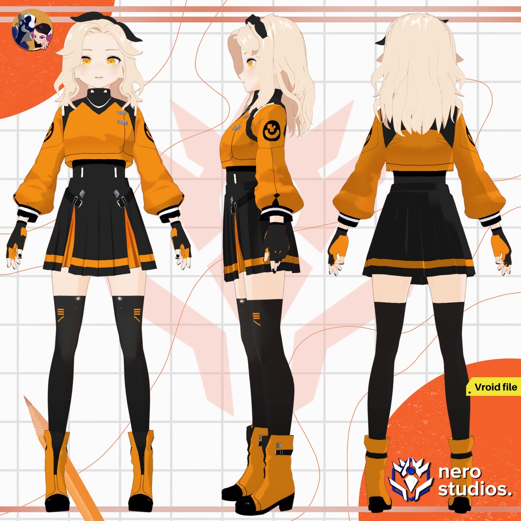 CYBERPUNK VTUBER SCIFI UNIFORM CUTE SEXY MODERN NEO FUTURITIC OUTFIT SCIFI BODYSUIT DRESS TECH GEAR CELL SHADED ANIME ARMOR SCI FI COSTUME / 3Dモデル ドレス SF ボディスーツ 未来的な 鎧 テックウェア ブーツ ファンタジー