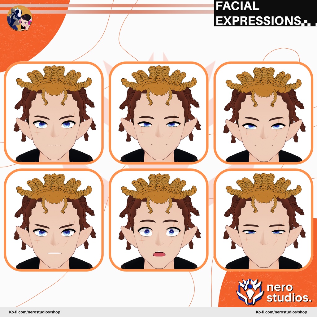 WARRIOR FANTASY SCI FI ORIENTAL OUTFIT FIGHTER CUTE SCIFI GIRL DEMON ELF RPG PRIEST BOSS UNIFORM ARMOR HORNED TATTOO AND MUSCLES (VROID FILES) / 武士 鎧 SF ファンタジー オリエンタル 中世の エルフ 角 入れ墨 筋肉 コスチューム