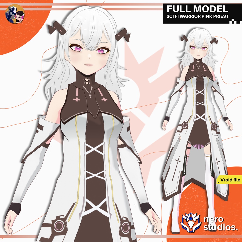 WARRIOR FANTASY SCI FI ORIENTAL OUTFIT FIGHTER CUTE SCIFI GIRL DEMON ELF RPG PRIEST BOSS UNIFORM ARMOR HORNED TATTOO AND MUSCLES (VROID FILES) / 武士 鎧 SF ファンタジー オリエンタル 中世の エルフ 角 入れ墨 筋肉 コスチューム