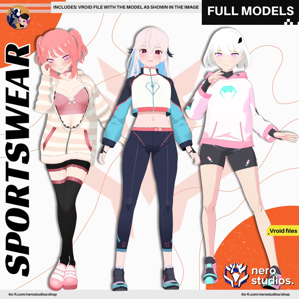 SPORTSWEAR SCIFI OUTFIT RUNNING CYBERPUNK NEO FASHION HOODIE MODERN SPORT SEXY BODYSUIT FUTURISTIC GIRLY LOOK LOOSE FIT PINK (VROID FILES)/ 3Dモデル ピンク 服装 女の子 スポーツウェア スポーツ セクシー ストッキング パーカー SF