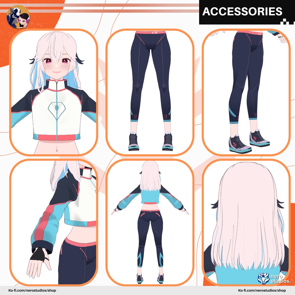 SPORTSWEAR SCIFI OUTFIT RUNNING CYBERPUNK NEO FASHION HOODIE MODERN SPORT SEXY BODYSUIT FUTURISTIC GIRLY LOOK LOOSE FIT PINK (VROID FILES)/ 3Dモデル ピンク 服装 女の子 スポーツウェア スポーツ セクシー ストッキング パーカー SF