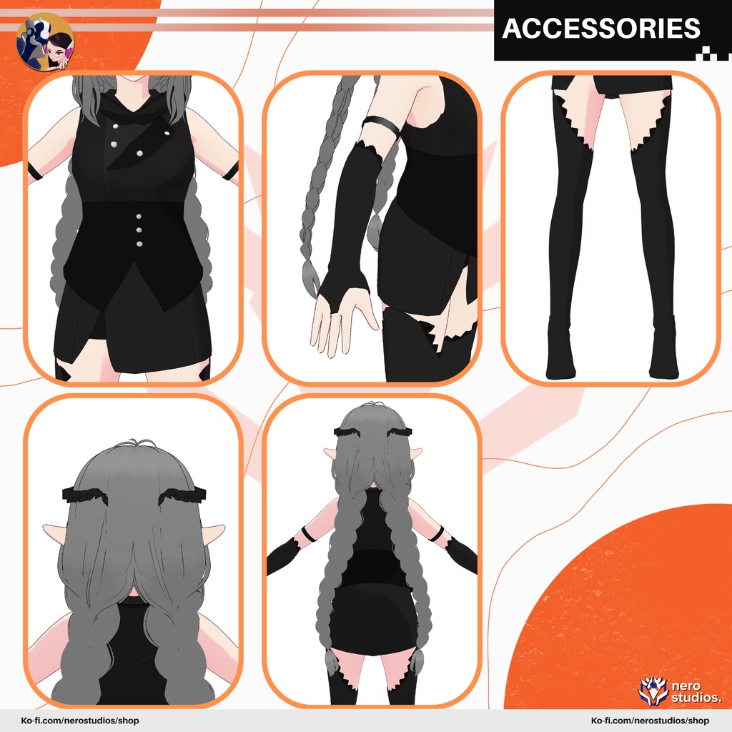 MAGIC DARK ELF WIZARD MAGICIAN FANTASY CUTE AND SEXY GIRL (VROID FILE) / 魔法使い マジシャン 魔法のような エルフ 女の子 制服 ファンタジー 3Dモデル ゴシック