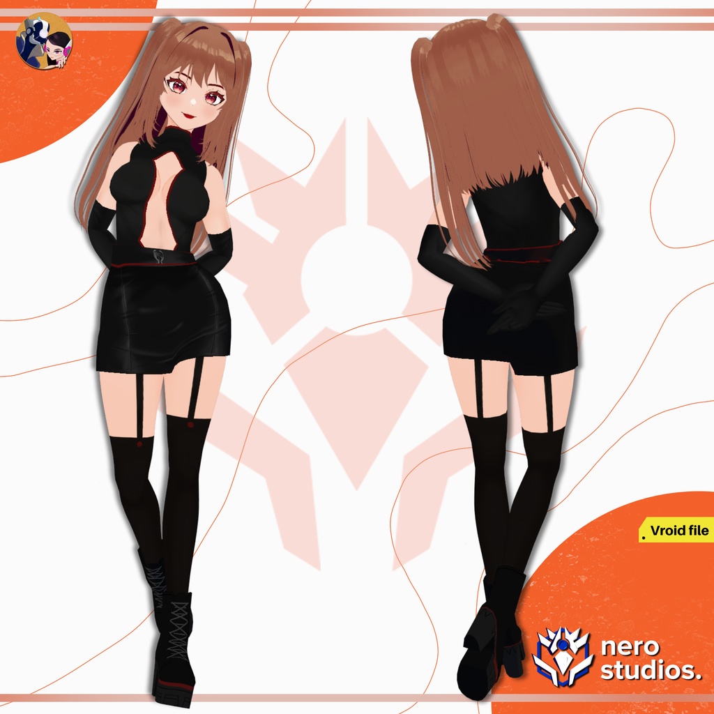 CASUAL MODERN OUTFITS, SEXY DARK GOTH HIGH BOOTS CASUAL URBAN STYLE SCIFI FUTURISTIC, CASUAL WEAR SEXY GIRL SKIRT STOCKINGS (VROID FILES) / カジュアルウェア タイツ ストッキング スカート ハイヒール ジャケット レザー SF
