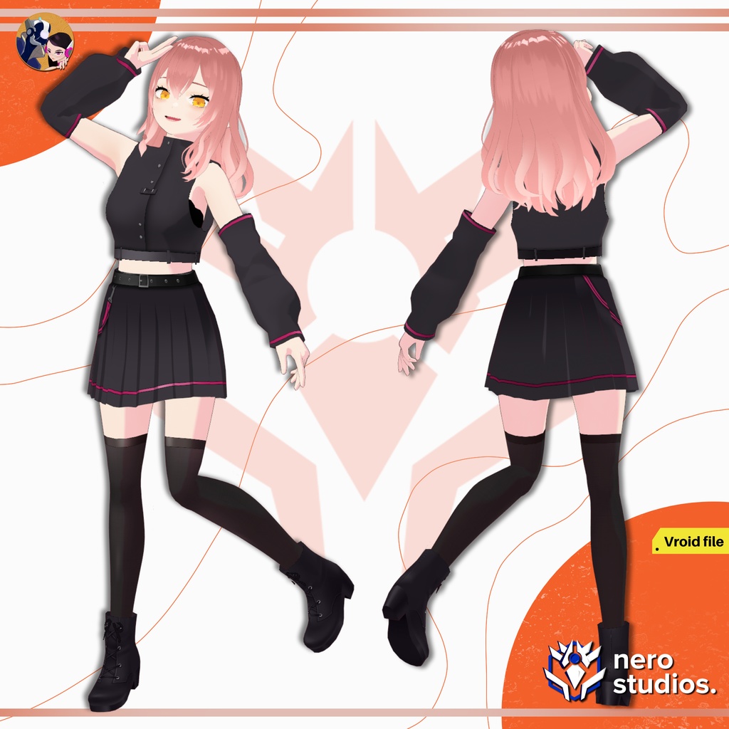 CASUAL MODERN OUTFITS, SEXY DARK GOTH HIGH BOOTS CASUAL URBAN STYLE SCIFI FUTURISTIC, CASUAL WEAR SEXY GIRL SKIRT STOCKINGS (VROID FILES) / カジュアルウェア タイツ ストッキング スカート ハイヒール ジャケット レザー SF