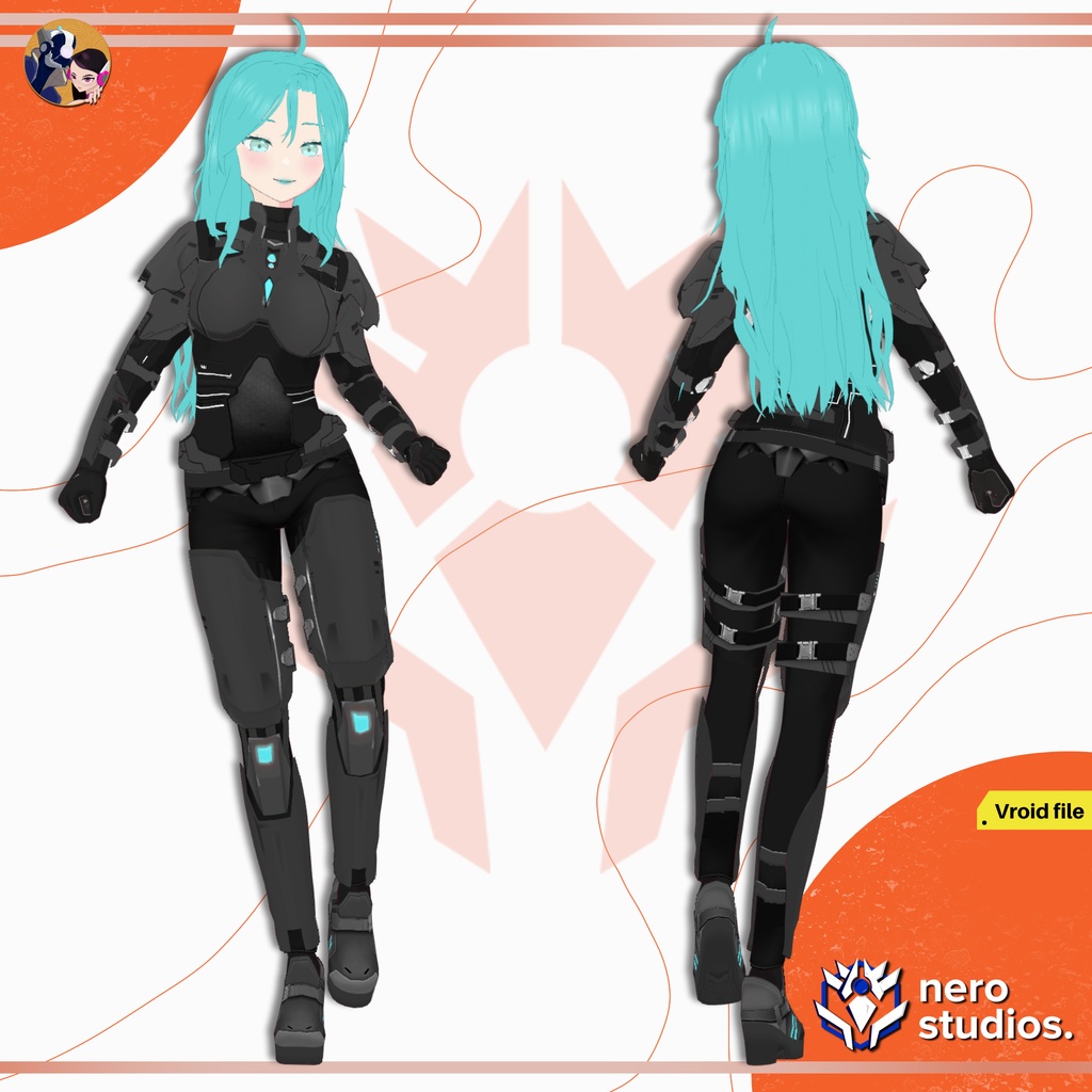 ARMOR SCI FI COSTUME PLATES FULL SET FEMALE PRESET PACK TEXTURE OUTFIT (VROID FILE) / 鎧 SF 未来的な コスチューム ブーツ サイバー テクスチャ VRoid用衣装