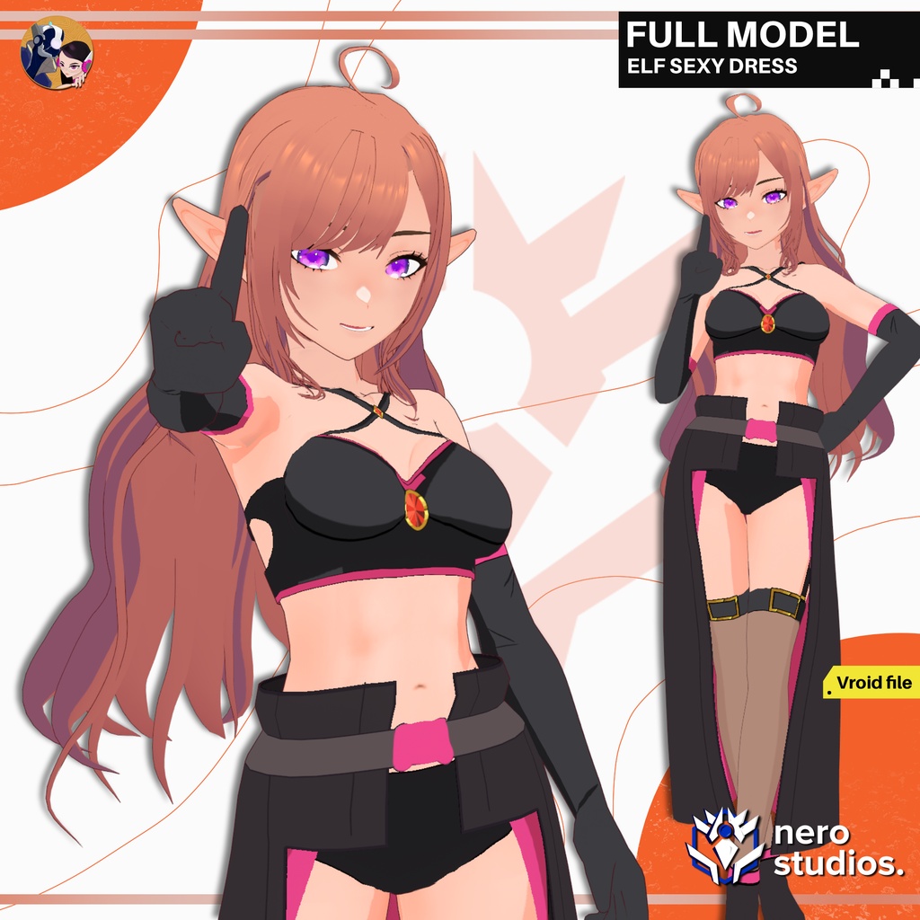 MYSTIC ELVES FASHION VROID ASSETS PIRATE UNIFORM DRESS FIGHTER VAMPIRE ELF SEXY ANIME CELL SHADED ELF ELEGANT FANCY STAR DRESS (VROID FILES) / 神秘的な エルフ ドレス ファンタジー 精靈 ストッキング エレガント