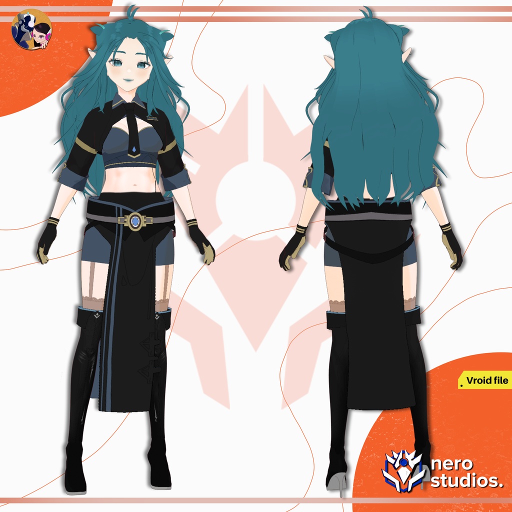 MYSTIC ELVES FASHION VROID ASSETS PIRATE UNIFORM DRESS FIGHTER VAMPIRE ELF SEXY ANIME CELL SHADED ELF ELEGANT FANCY STAR DRESS (VROID FILES) / 神秘的な エルフ ドレス ファンタジー 精靈 ストッキング エレガント