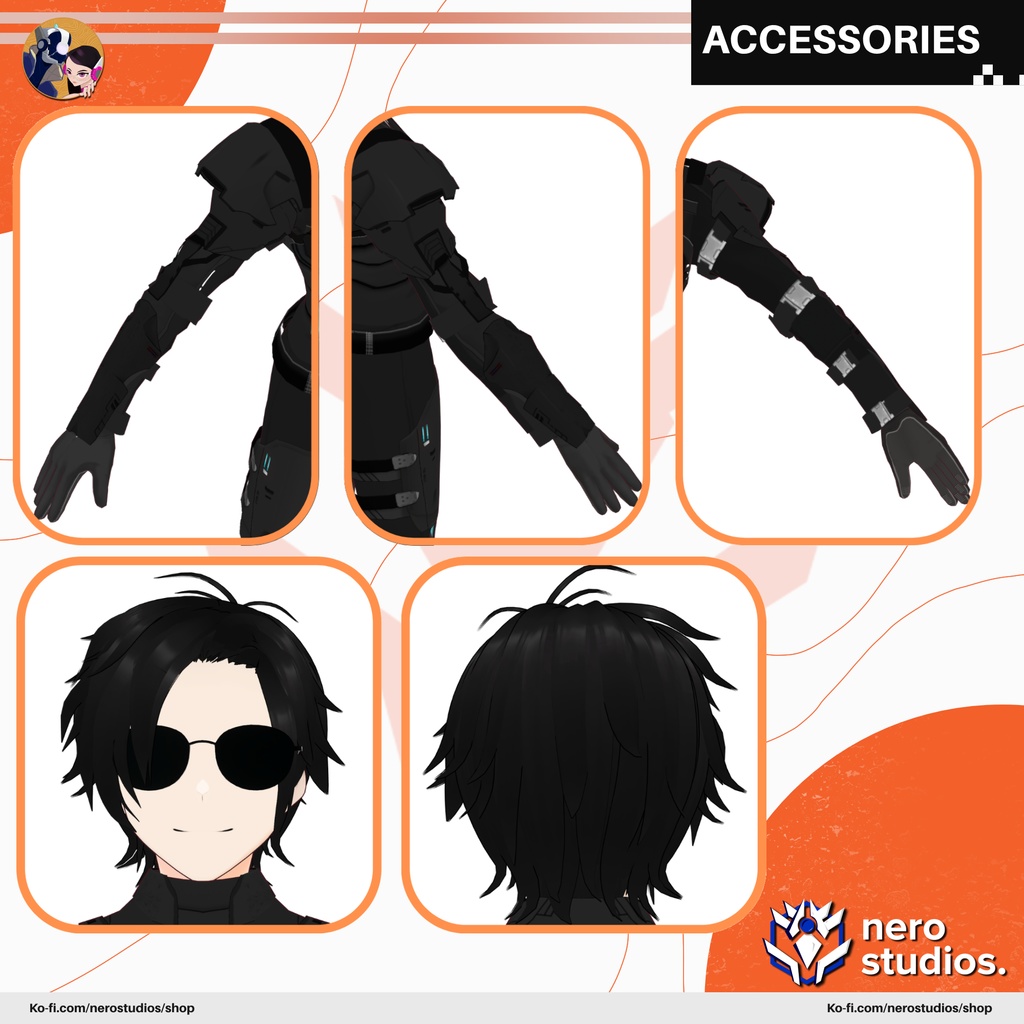 ARMOR SCI FI COSTUME PLATES FULL SET MALE AND FEMALE PRESET PACK TEXTURE OUTFIT FANTASY UNIFORM (VROID FILES) / 鎧 SF 未来的な コスチューム ブーツ サイバー テクスチャ サングラス VRoid用衣装 サイバーパンク スーツ