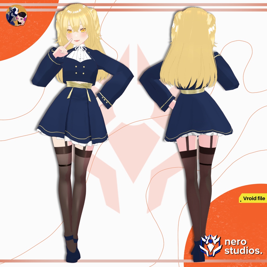 WIZARD MAGICAL GIRL UNIFORM CUTE AND SEXY FULL OUTFIT SET PRESET HAIRSTYLE (VROID FILE) / 魔法使い ファンタジー ドレス ストッキング ハイヒール 3Dモデル ロリータ