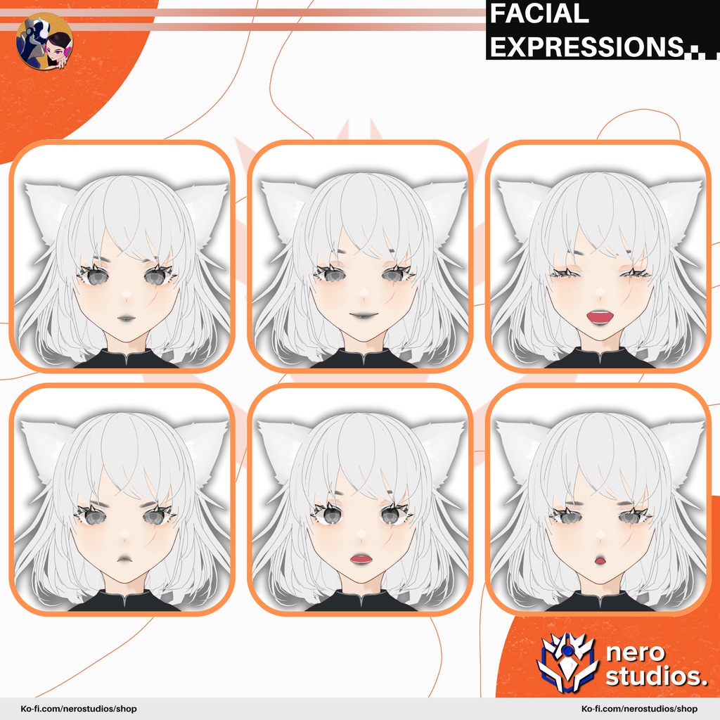 WIZARD MAGICAL FUTURISTIC OUTFIT UNIFORM WHITE FOX GIRL CUTE SEXY STOCKINGS FULL SET PRESET (VROID FILE) / マジシャン 女の子 魔法使い ファンタジー ドレス 制服 キツネ 猫 セクシー ストッキング