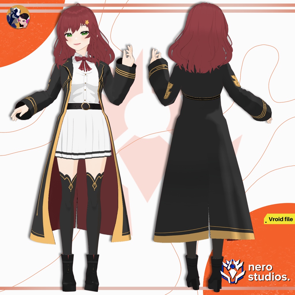 WIZARD UNIFORM SCHOOL MAGICIAN MAGIC CUTE GIRL OUTFIT HAIRSTYLE SEXY FULL OUTFIT (VROID FILES) / 魔法使い マジシャン 魔法のような 女の子 制服 ファンタジー 3Dモデル