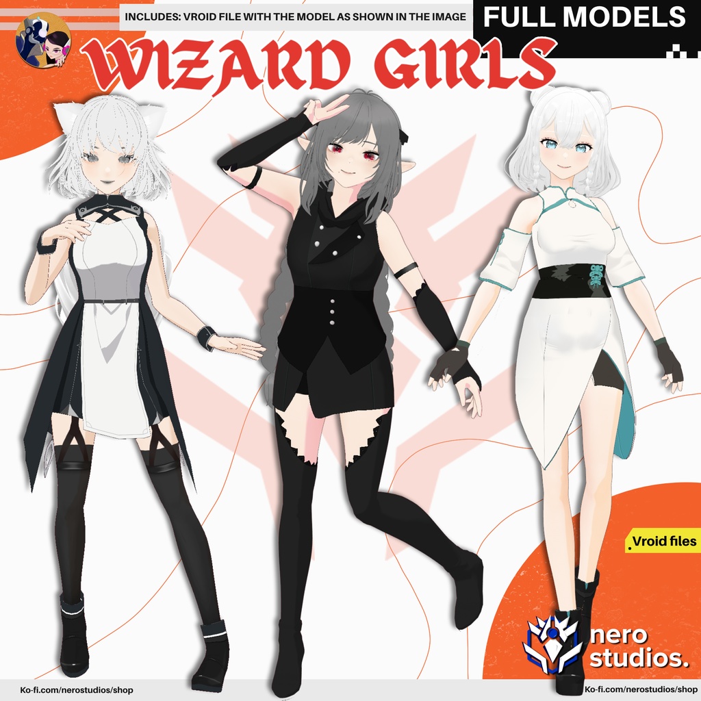 MAGIC DARK ELF WIZARD MAGICIAN FANTASY FOX GIRL CUTE AND SEXY STOCKINGS (VROID FILES) / マジシャン 魔法使い エルフ 女の子 ファンタジー 魔法のような 髪型 ストッキング