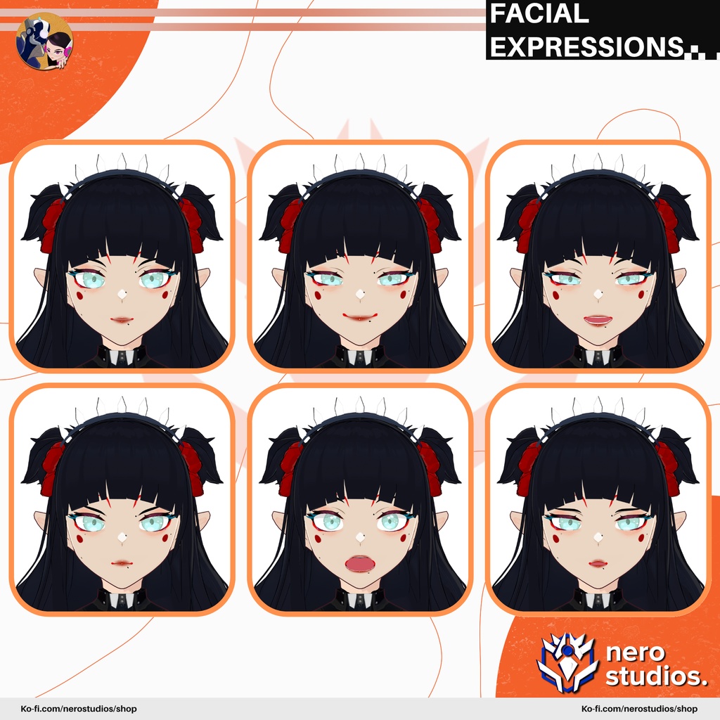 VAMPIRE ELF GOTHIC ELF EARS BLACK OUTFIT PUNK MILITARY SCIFI UNIFORM (VROID FILES) / ヴァンパイア エルフ ゴシック 鎧 SF 網タイツ ストッキング