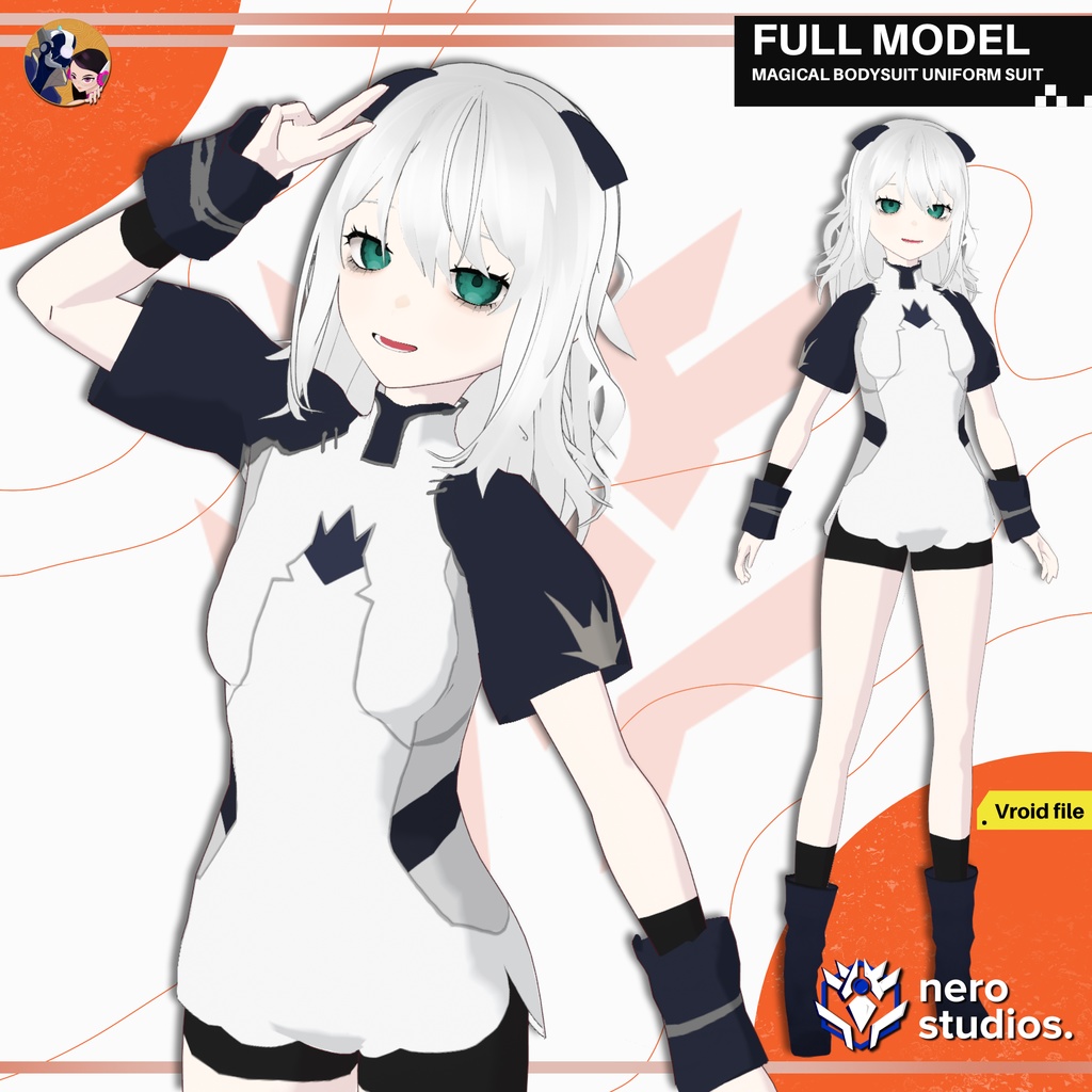 MAGICAL BODYSUIT UNIFORM SUIT WIZARD GIRL SEXY CUTE FULL SET PRESET HAIRSTYLE (VROID FILE) / 魔法使い ファンタジー ボディスーツ 3Dモデル かわいい 女の子