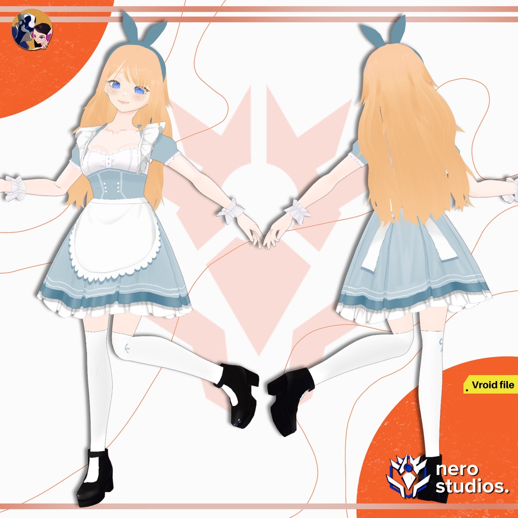 LOLITA MAID ALICE DRESS WONDERLAND SEXY CUTE ANIME SHADED FULL OUTFIT PRESET HAIR TEXTURE (VROID FILE) / ロリータ メイド ドレス セクシー かわいい 髪型 ヘア ハロウィン衣装