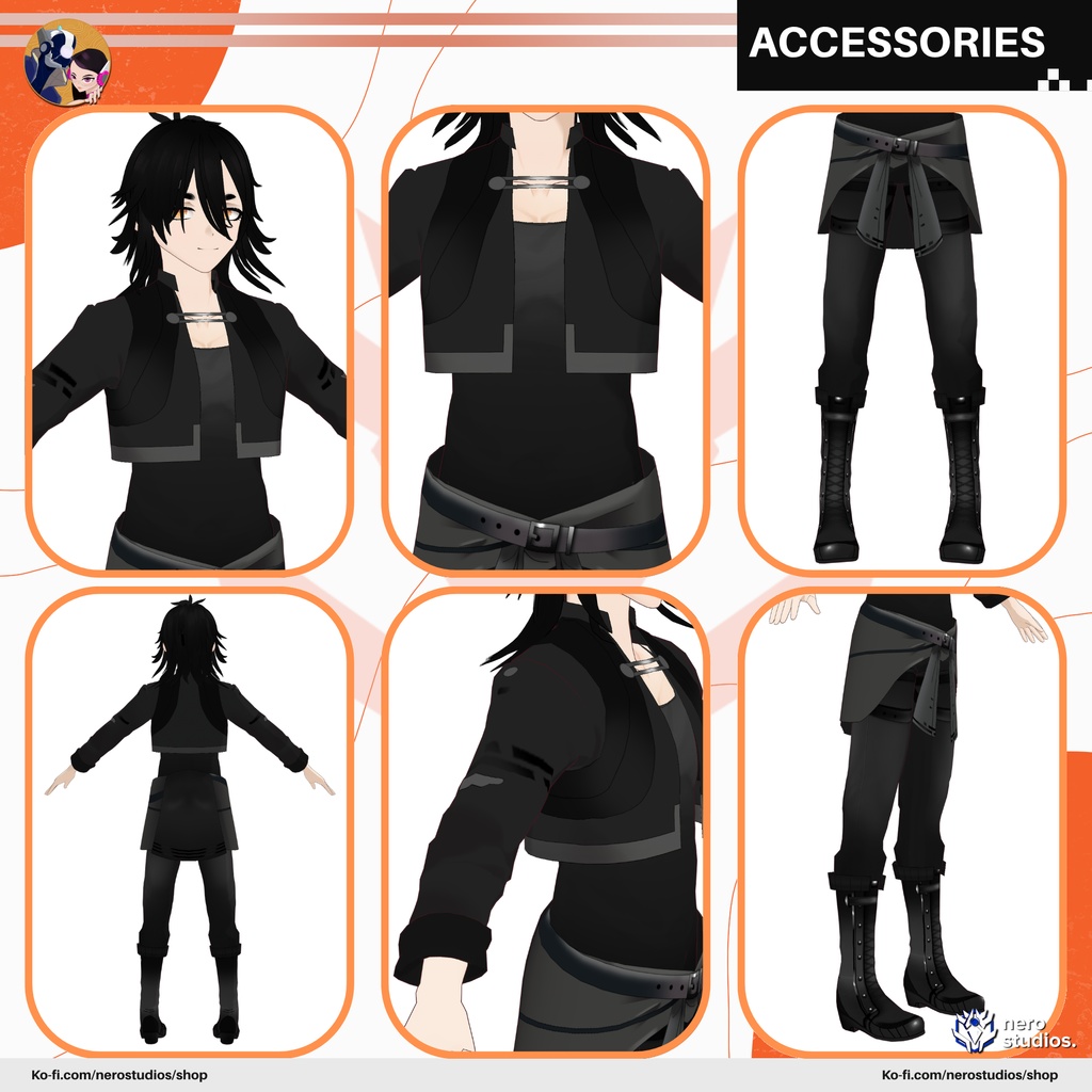 SCI FI URBAN GOTH DARK MALE OUTFIT FIGHTER TECH HANDSOME ANDROGYNOUS FULL SET PRESET TEXTURE HAIRSTYLE COOL (VROID FILE) / SF 都市 都会的な ゴシック ブーツ ジャケット パンク