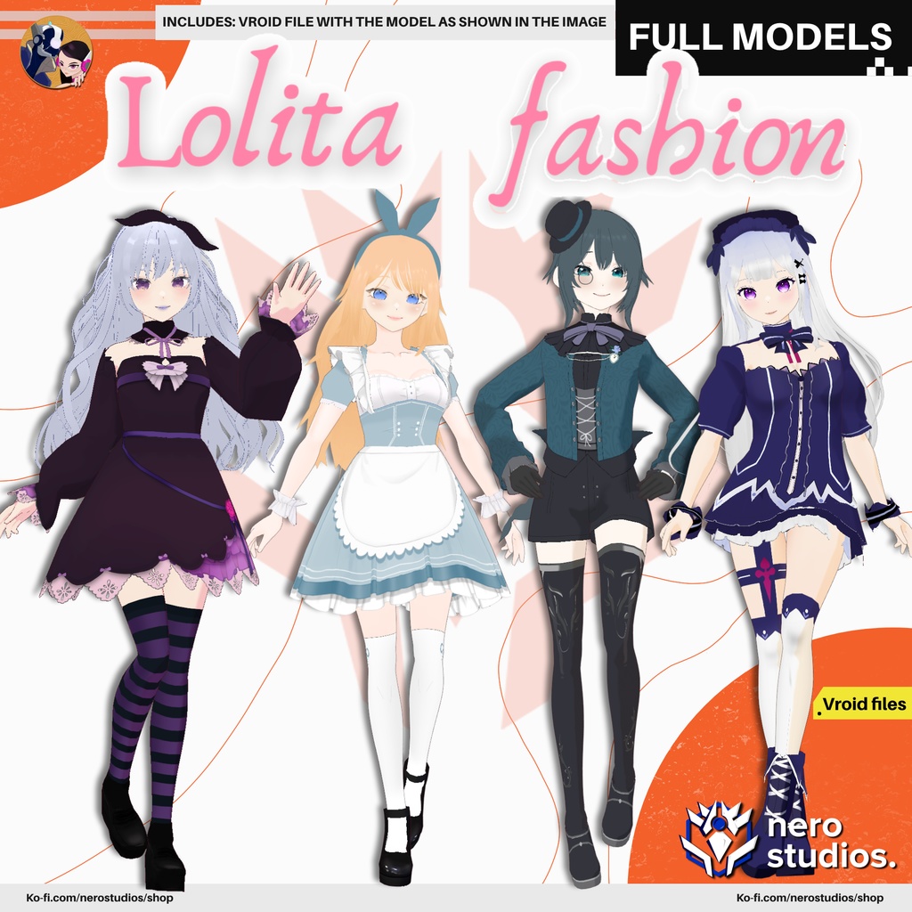 LOLITA MAID ALICE DRESS WONDERLAND SEXY CUTE ANIME SHADED, LOLITA HAT MAID, GOTHIC GIRL, VAMPIRE ELF (VROID FILES) / ロリータ Vtuber モデル, ゴシック VRoid アバター, かわいい ロリータ ファッション