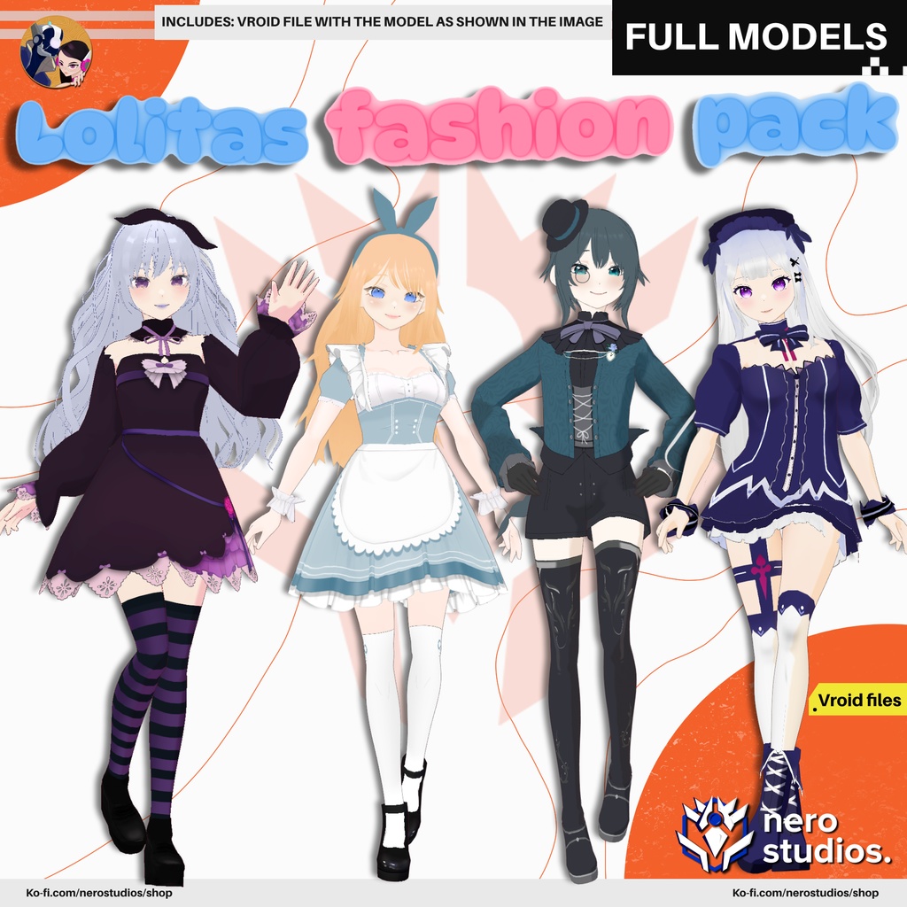 LOLITA MAID ALICE DRESS WONDERLAND SEXY CUTE ANIME SHADED, LOLITA HAT MAID, GOTHIC GIRL, VAMPIRE ELF (VROID FILES) / ロリータ Vtuber モデル, ゴシック VRoid アバター, かわいい ロリータ ファッション