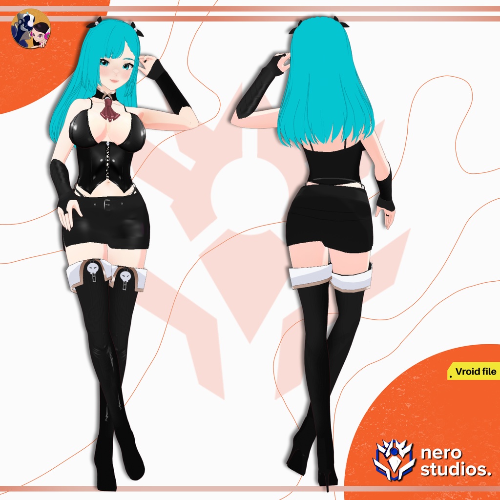 GOTHIC DEMON GIRL HALLOWEEN PUNK COSTUME SUCCUBUS FULL OUTFIT VAMPIRE VROID HALLOWEEN COSTUMES SEXY (VROID FILES) / 3Dモデル ハロウィン衣装 ゴシック 女の子 ヴァンパイア サキュバス