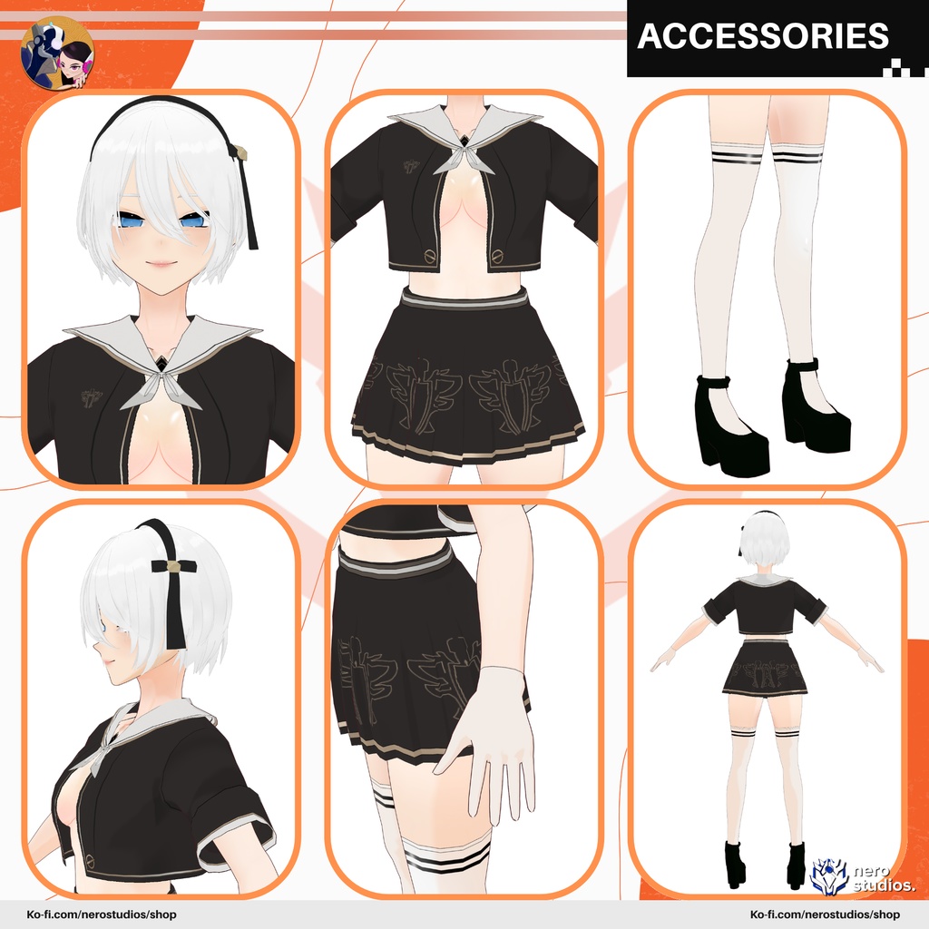GOTHIC DEMON GIRL HALLOWEEN PUNK COSTUME SUCCUBUS FULL OUTFIT VAMPIRE VROID HALLOWEEN COSTUMES SEXY (VROID FILES) / 3Dモデル ハロウィン衣装 ゴシック 女の子 ヴァンパイア サキュバス