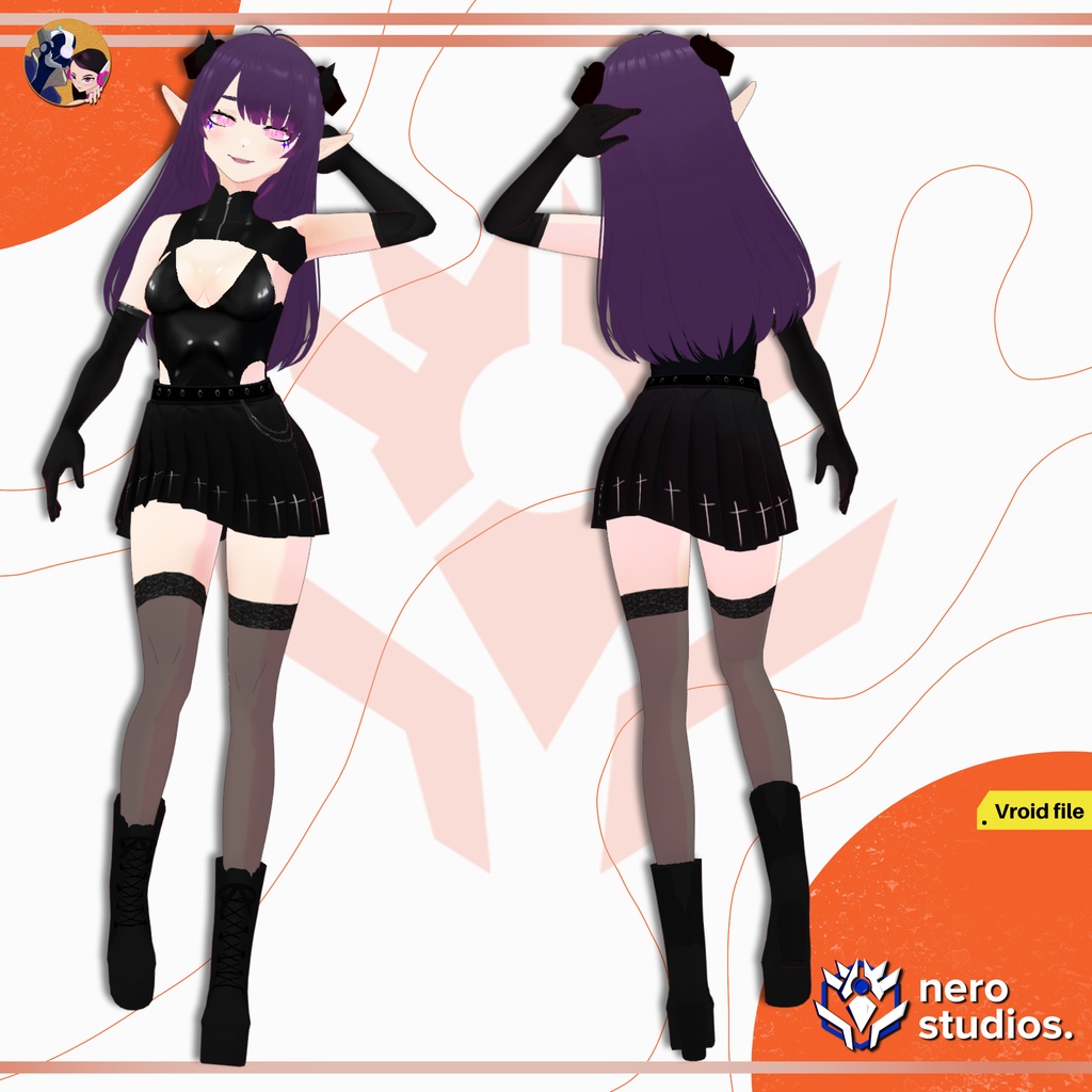 GOTHIC DEMON GIRL HALLOWEEN PUNK COSTUME SUCCUBUS FULL OUTFIT VAMPIRE VROID HALLOWEEN COSTUMES SEXY (VROID FILES) / 3Dモデル ハロウィン衣装 ゴシック 女の子 ヴァンパイア サキュバス
