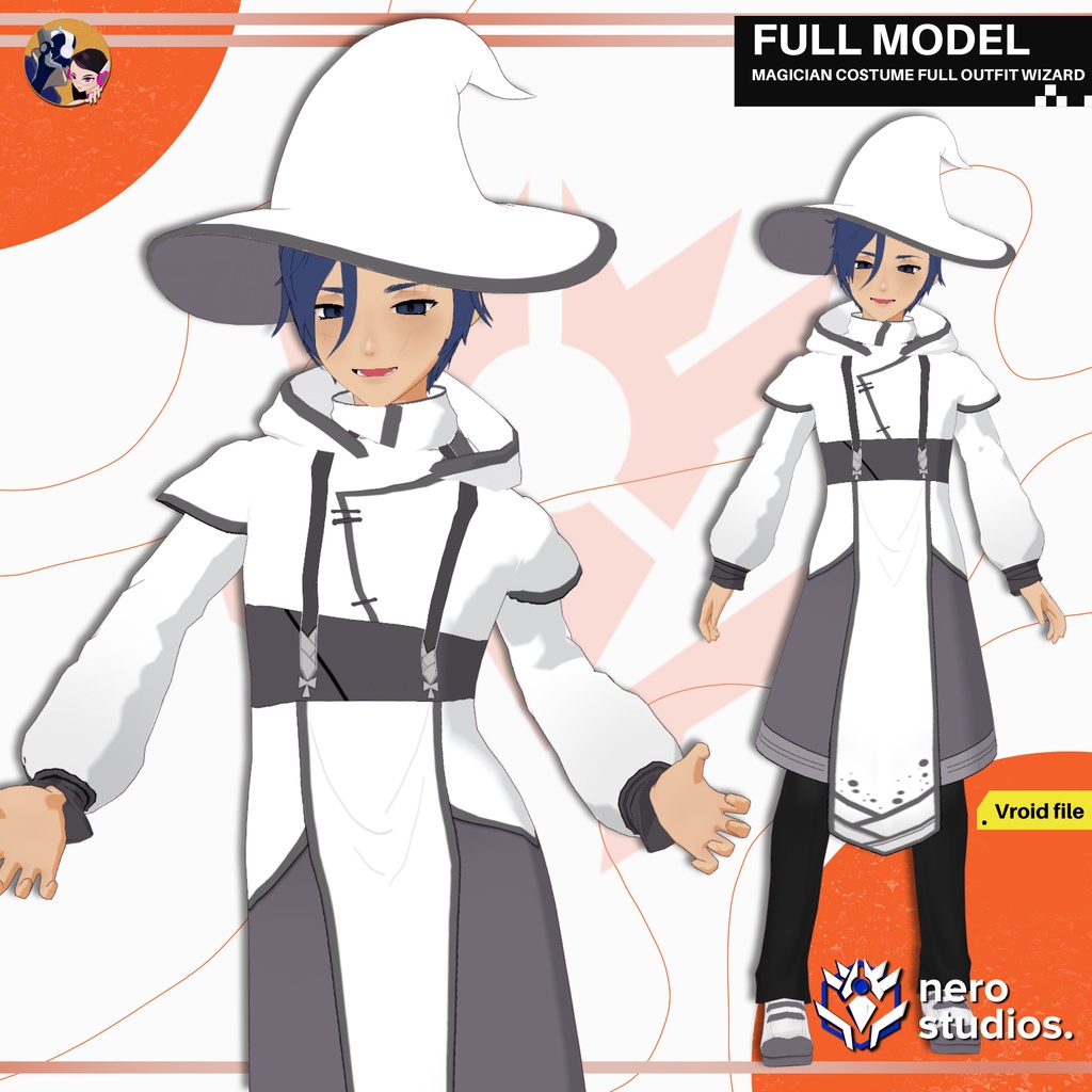 MAGICIAN HALLOWEEN COSTUME WIZARD BOY HANDSOME HAIRSTYLE MAGICAL ELEGANT (VROID FILES) / 3Dモデル 魔法使い マジシャン コート ファンタジー 制服 魔法のような 髪型 ハロウィン