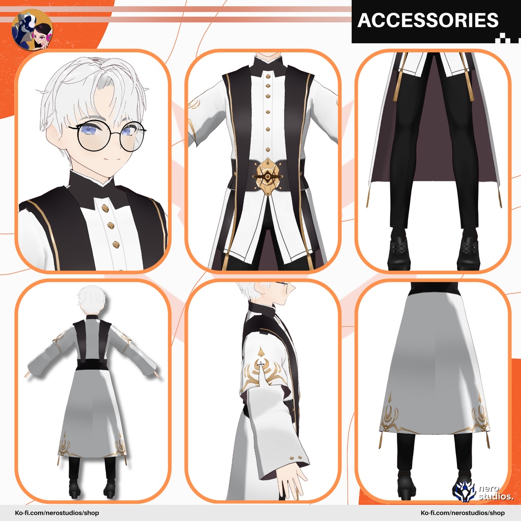 MAGICIAN HALLOWEEN COSTUME WIZARD BOY HANDSOME HAIRSTYLE MAGICAL ELEGANT (VROID FILES) /   3Dモデル 魔法使い マジシャン コート ファンタジー 制服 魔法のような 髪型 ハロウィン