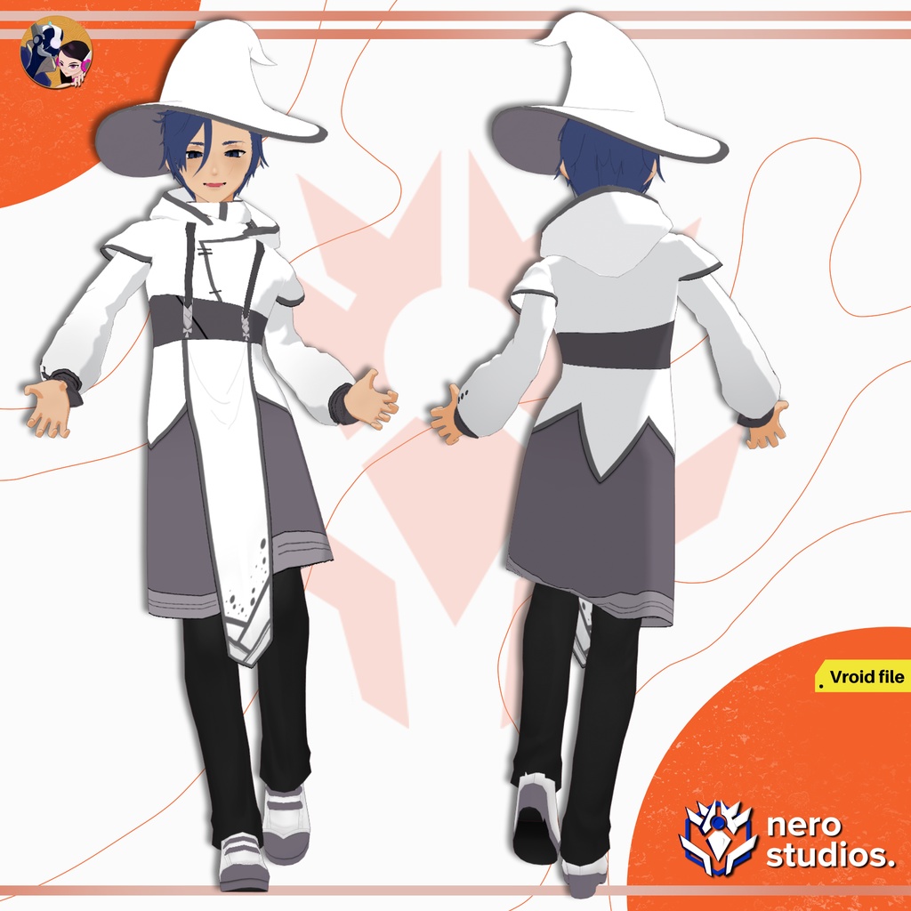 MAGICIAN HALLOWEEN COSTUME WIZARD BOY HANDSOME HAIRSTYLE MAGICAL ELEGANT (VROID FILES) /   3Dモデル 魔法使い マジシャン コート ファンタジー 制服 魔法のような 髪型 ハロウィン