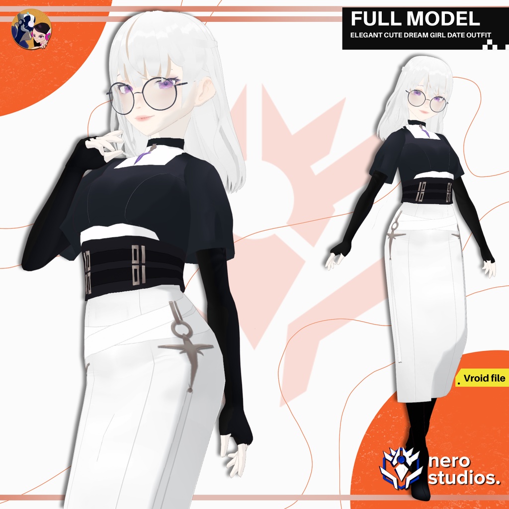 ELEGANT CUTE DREAM GIRL DATE OUTFIT DRESS SKIRT HEELS SEXY OUTFIT SET PRESET HAIRSTYLE (VROID FILE) / 3Dモデル ファンタジー エレガント かわいい ドレス スカート ハイヒール 服装