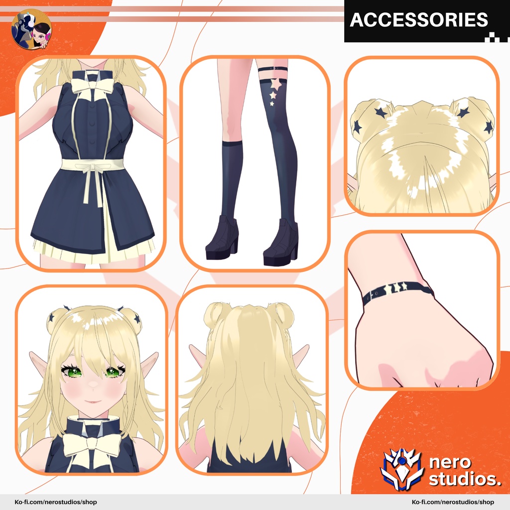 CUTE DATE DREAM GIRL OUTFITS ELEGANT DRESS SKIRT HEELS SEXY ANIME STYLE VINTAGE OUTFIT PIN UP STYLE (VROID FILES) / 3Dモデル かわいい ドレス 服装 ハイヒール ストッキング ビンテージ