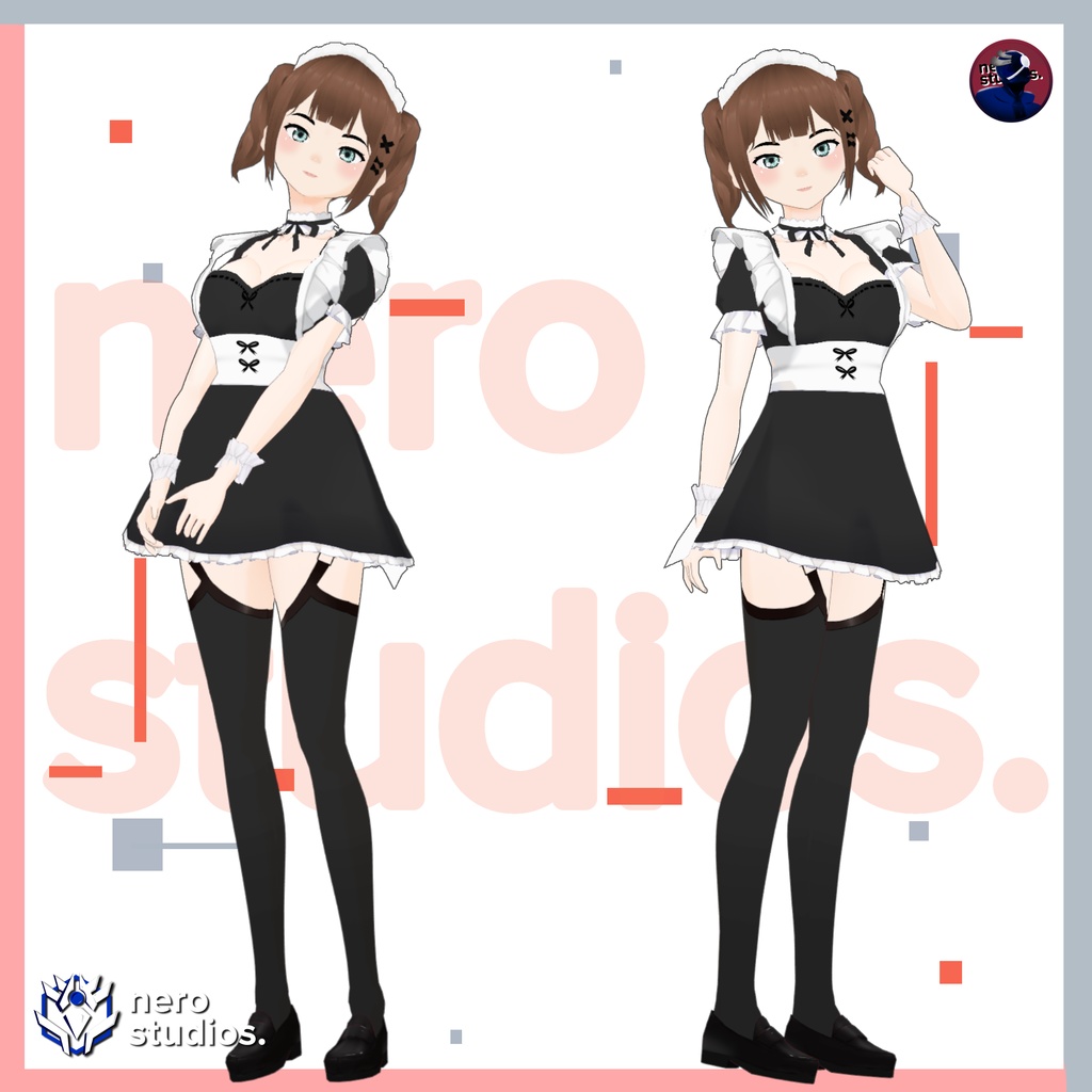 SEXY LADY COSTUMES OFFICE LADY OUTFIT SET MAID COSPLAY GIRL TIGHT SKIRT STOCKINGS HEELS PRESET HAIRSTYLE FULL ANIME STYLE (VROID FILES) / メイド メイド服 オフィス セクシー 赤毛 女の子 服装 タイツ ストッキング スカート ハイヒール