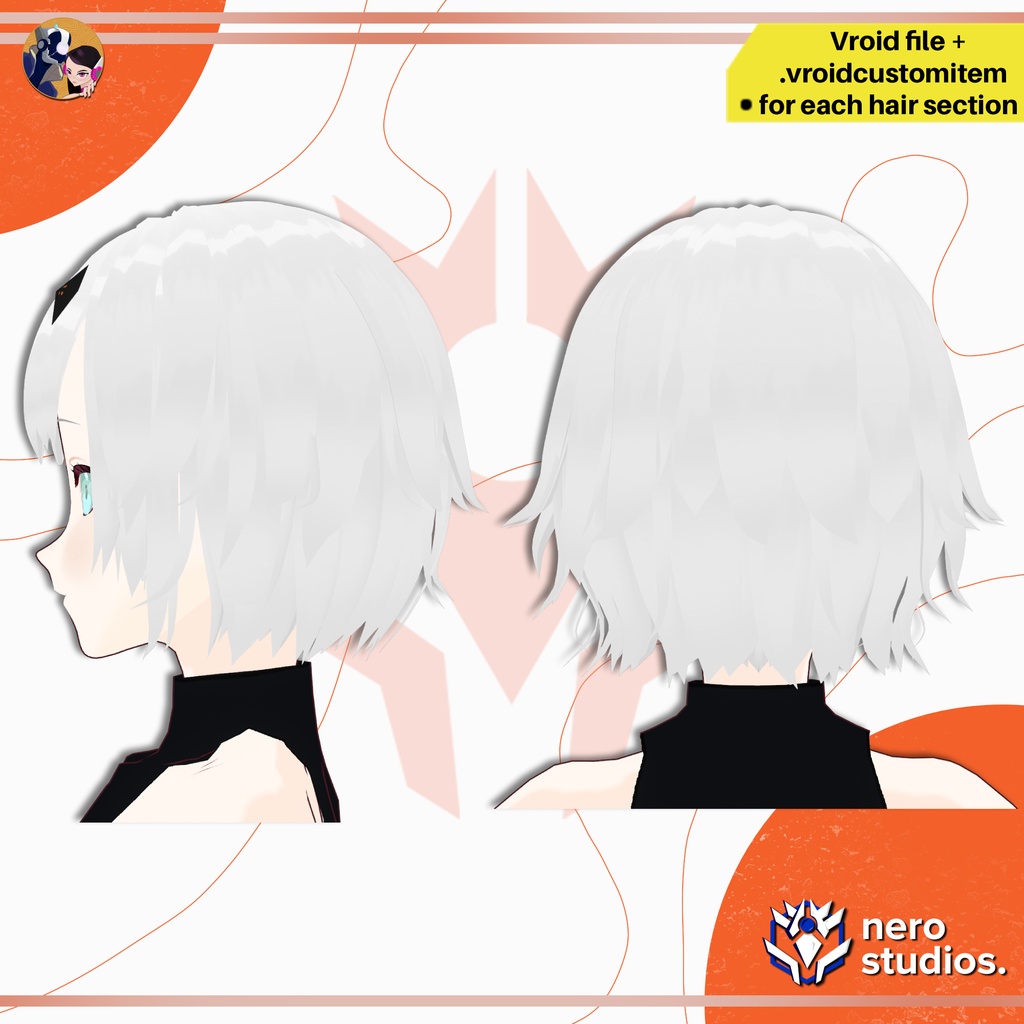 SHORT HAIR CUTE URBAN HAIRSTYLE CYBERPUNK SCIFI FULL OUTFIT SET PRESET FOR VROID / 短い髪 ヘア かわいい 都市 髪型 サイバーパンク SF 女の子 ゴシック