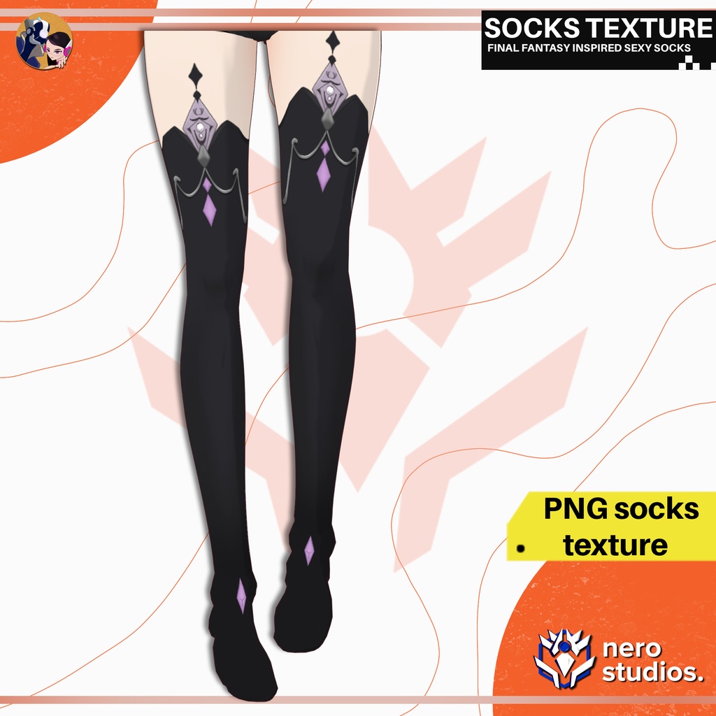 FINAL FANTASY INSPIRED SEXY SOCKS STOCKINGS ANIME STYLE  (VROID TEXTURE) / FF ファンタジー ストッキング タイツ エルフ タイツ かわいい