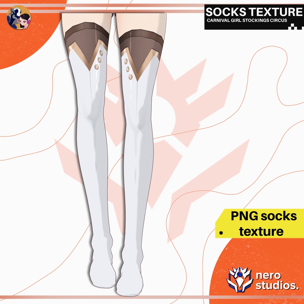 CARNIVAL GIRL STOCKINGS AESTHETIC CIRCUS FANTASY (VROID TEXTURE) / サーカス 謝肉祭 女の子 ストッキング ソックス ファンタジー タイツ VRoid用テクスチャ SF VRoid用 タイツ&ソックスグ ソックス