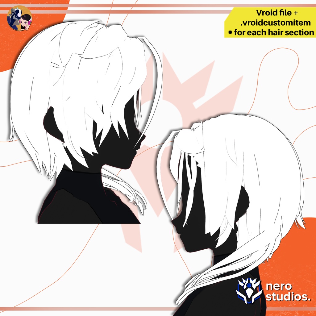 VRoid 髪型 ELEGANT FANCY HANDSOME PRINCE MESSY LONG BANGS AND FRONT TAIL FULL HAIRSTYLE FOR VROID PRESET VROID CUSTOM ITEM / VRoid髪型 3Dテクスチャ VRoid用テクスチャ ヘア 髪型 ショートヘア ポニーテール