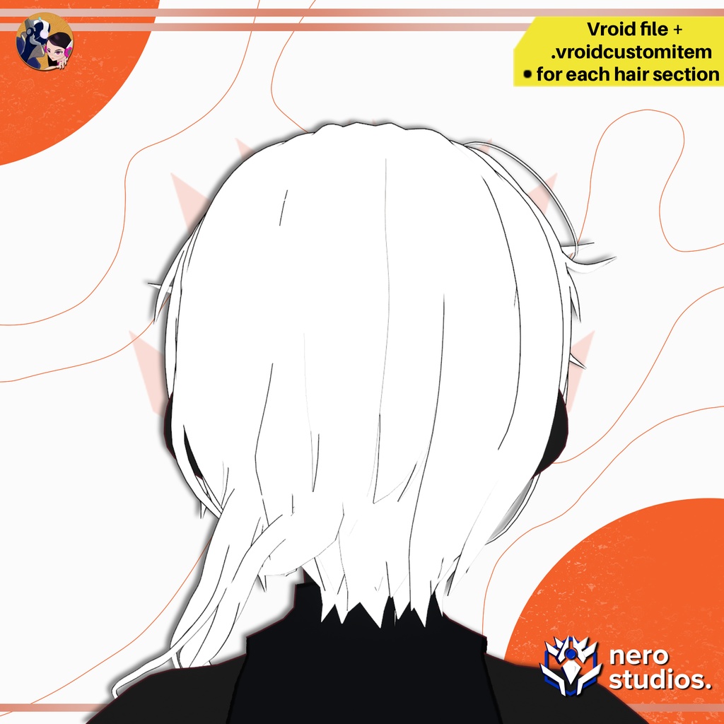 VRoid 髪型 ELEGANT FANCY HANDSOME PRINCE MESSY LONG BANGS AND FRONT TAIL FULL HAIRSTYLE FOR VROID PRESET VROID CUSTOM ITEM / VRoid髪型 3Dテクスチャ VRoid用テクスチャ ヘア 髪型 ショートヘア ポニーテール