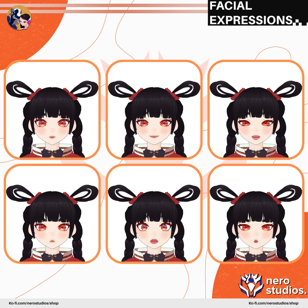 ASIAN ORIENTAL OUTFIT URBAN WEAR CUTE CHINESE STYLE ANIME DESIGN FULL SET PRESET AND HAIRSTYLE FOR VROID (VROID FILE) / 3Dキャラクター 3Dモデル オリエンタル 和風 都会的な かわいい