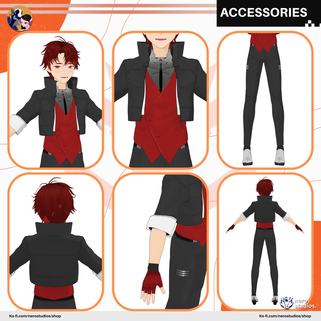 【VRoid用 男性】SFファンタジー・サイバーパンク|クール系イケメンフルモデル(髪型付き)/ MALE FUTURISTIC FANTASY OUTFIT SCIFI MANGA CYBERPUNK FULL PRESET HAIRSTYLE TEXTURE FOR VROID (VROID FILE)