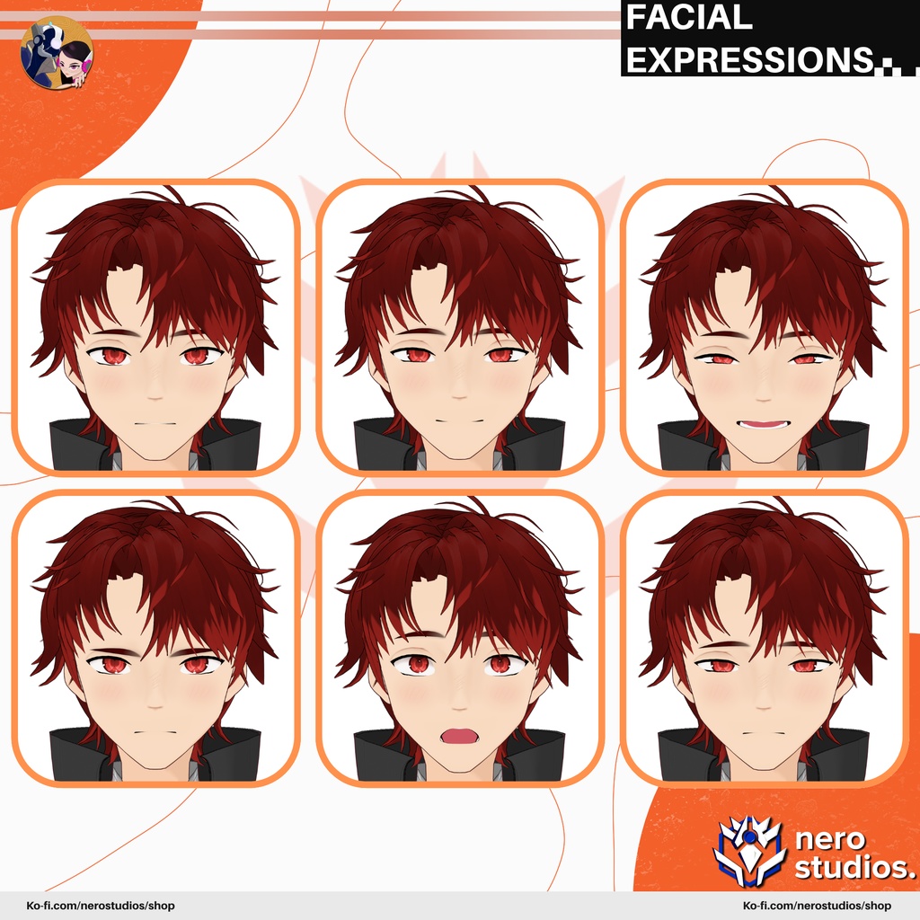 【VRoid用 男性】SFファンタジー・サイバーパンク|クール系イケメンフルモデル(髪型付き)/ MALE FUTURISTIC FANTASY OUTFIT SCIFI MANGA CYBERPUNK FULL PRESET HAIRSTYLE TEXTURE FOR VROID (VROID FILE)